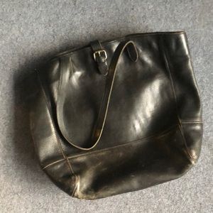 Fat Face black genuine leather bag with inside pocket